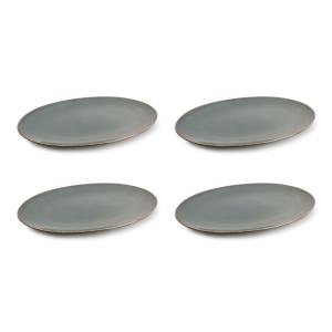 Lot de 4 assiette vert en porcelaine 36x25,5cm