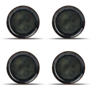 Lot de 4 assiettes bleu en grès 15,5cm