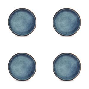 Lot de 4 assiettes bleu en grès 21cm