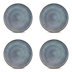 Lot de 4 assiettes bleu en grès 27cm