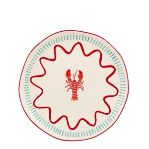 Lot de 4 assiettes de dîner homard en grès rouge D27