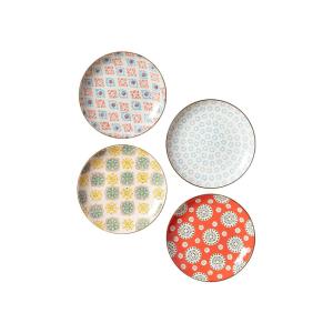 Lot de 4 assiettes en grès multicolore