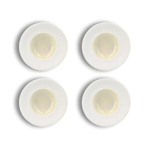 Lot de 4 assiettes gourmet en porcelaine beige et blanc 23cm