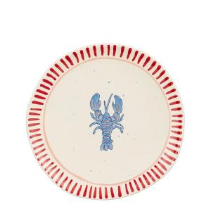 Lot de 4 assiettes petit-déjeuner homard en grès rose D21