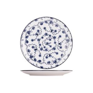 Lot de 4 Assiettes plate en Céramique, bleu, D 27 cm