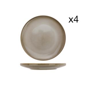 Lot de 4 Assiettes plates en Grès, beige, D27 cm