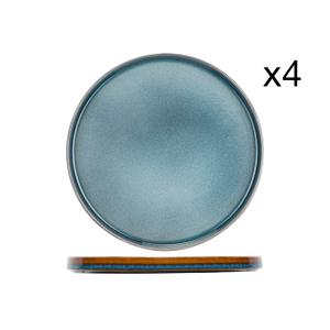 Lot de 4 Assiettes plates en Porcelaine, bleu, D27,5 cm