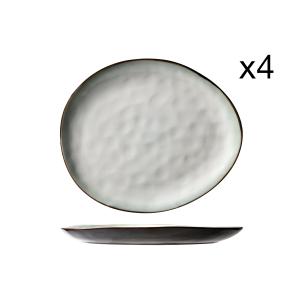 Lot de 4 Assiettes plates en Porcelaine, ovale, blanc, 27 X…