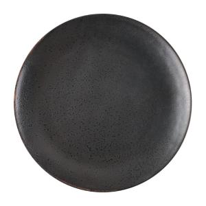 Lot de 4 assiettes plates rondes en porcelaine noire 270 mm