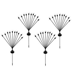 Lot de 4 balises solaires 10 boules Plastique Noir H73CM