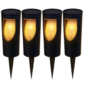 Lot de 4 balises solaires à piquer Plastique Noir h34cm