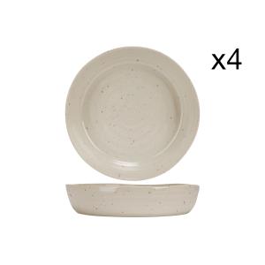Lot de 4 Bols en Grès, beige, D17 cm