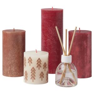 Lot De 4 Bougies Et 1 Bouquet Parfumé, Multicolore