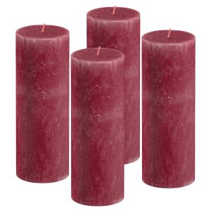 Lot de 4 bougies rouge, 19cm