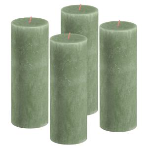 Lot de 4 bougies vert. 19 cm