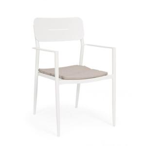 Lot de 4 chaises aluminium blanc avec coussin imperméable t…