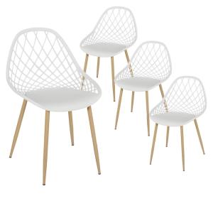 Lot  de 4 chaises blanches coque arrondie