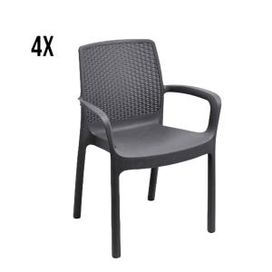 Lot de 4 chaises d'extérieur anthracite 54x61 cm