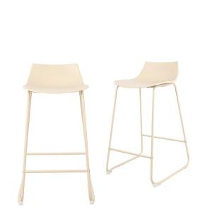 Lot de 4 chaises de bar en plastique et métal H66cm - Beige
