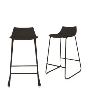 Lot de 4 chaises de bar en plastique et métal H66cm - Noir