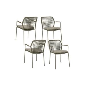 lot de 4 chaises de jardin à accoudoirs et coussin