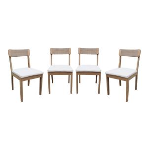 Lot de 4 chaises de jardin acacia et cordage naturel