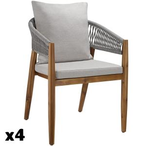 Lot de 4 chaises de jardin au design corde housses déperlan…