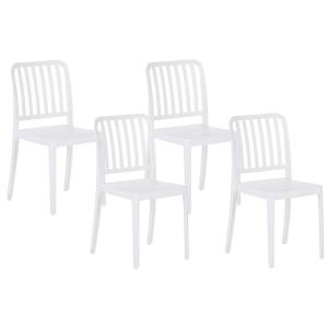 Lot de 4 chaises de jardin blanches