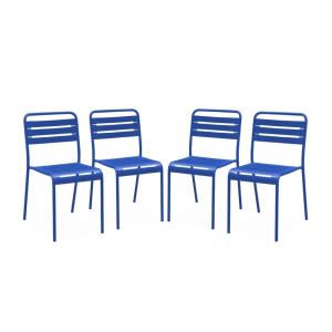 Lot de 4 chaises de jardin, bleu électrique