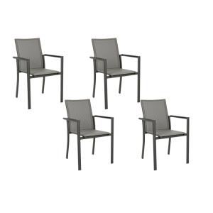 Lot de 4 chaises de jardin colorées en aluminium anthracite