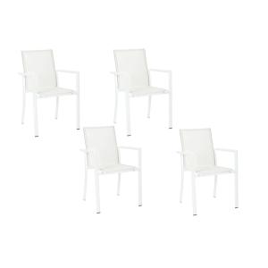 Lot de 4 chaises de jardin colorées en aluminium blanc