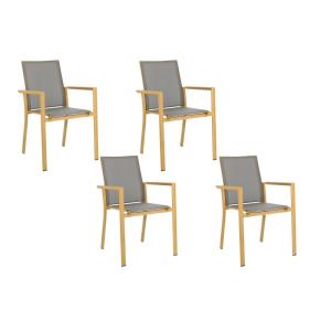 lot de 4 chaises de jardin colorées en aluminium moutarde