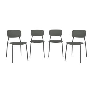 Lot de 4 chaises de jardin empilables acier et plastique ka…