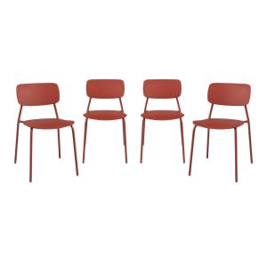 Lot de 4 chaises de jardin empilables acier et plastique te…