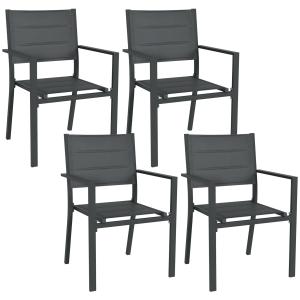 Lot de 4 chaises de jardin empilables aluminium textilène g…