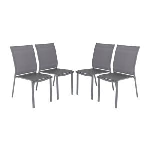 Lot de 4 chaises de jardin empilables anthracite