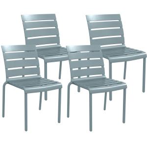 Lot de 4 chaises de jardin empilables assise dossier lattes…