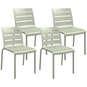 Lot de 4 chaises de jardin empilables assise dossier lattes…