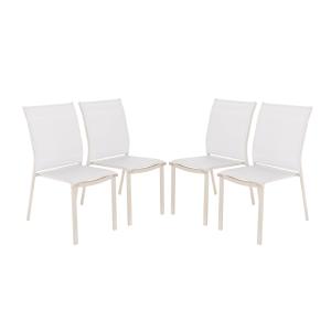 Lot de 4 chaises de jardin empilables beige