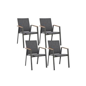 lot de 4 chaises de jardin empilables en aluminium
