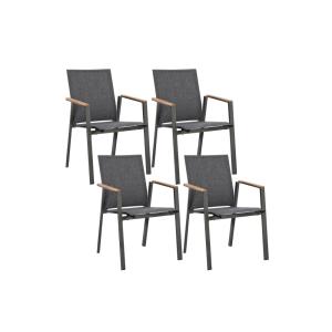 Lot de 4 chaises de jardin empilables en aluminium anthraci…