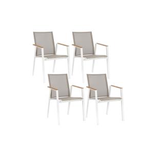 Lot de 4 chaises de jardin empilables en aluminium blanc