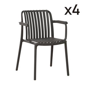 Lot de 4 chaises de jardin empilables en polypropylène anth…