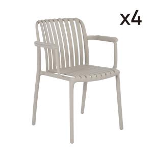 Lot de 4 chaises de jardin empilables en polypropylène beig…