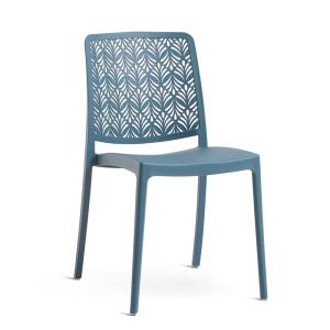 Lot de 4 chaises de jardin empilables en polypropylène Bleu