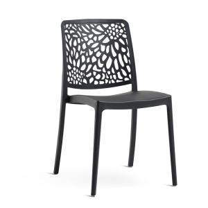 Lot de 4 chaises de jardin empilables en polypropylène noir