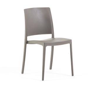 Lot de 4 chaises de jardin empilables en polypropylène taup…