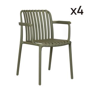 Lot de 4 chaises de jardin empilables en polypropylène vert