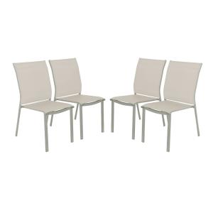 Lot de 4 chaises de jardin empilables kaki