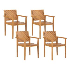 Lot de 4 chaises de jardin en bois d'acacia clair